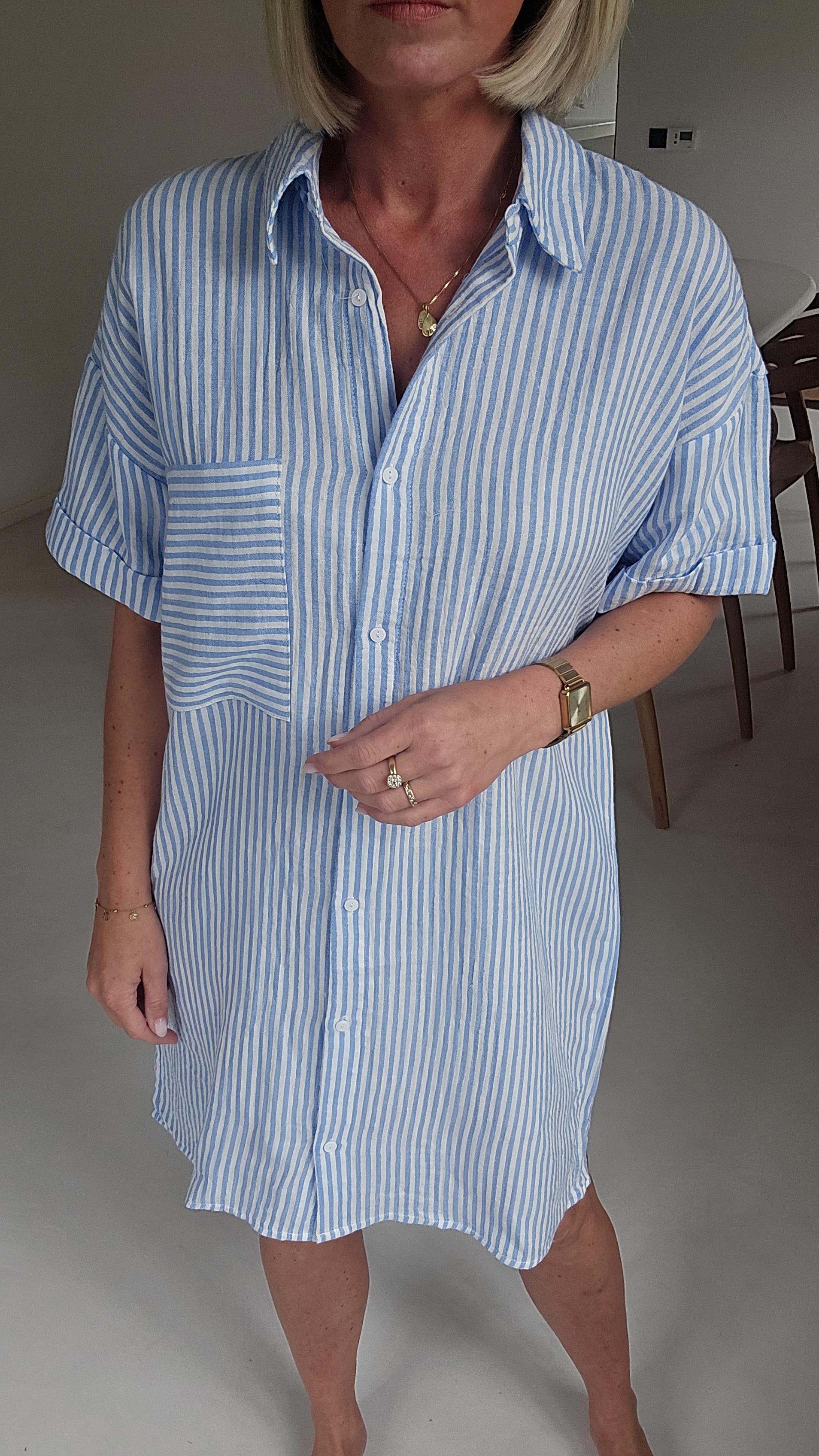 JILDI tetra shirt dress striped blue