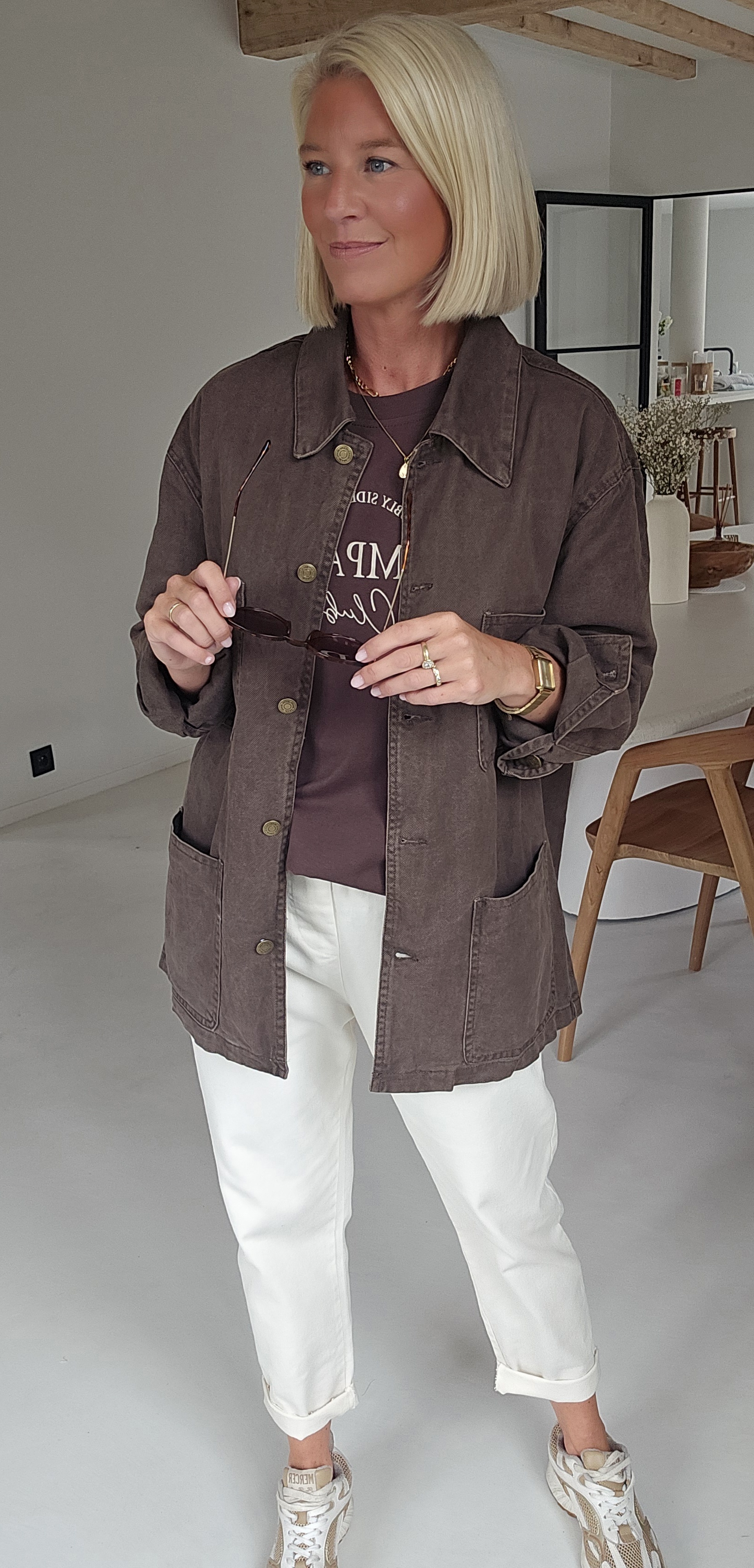 FELINE oversized cotton jacket chocolat
