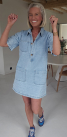 THE PERFECT JEANS dress short-sleeved soft blue
