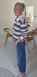 ANTJE striped polo sweatshirt green pink