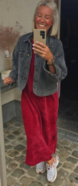 MANDU soft velvet maxi dress burgundy