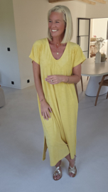 DIDI maxi terry T-shirt dress yellow v-neck