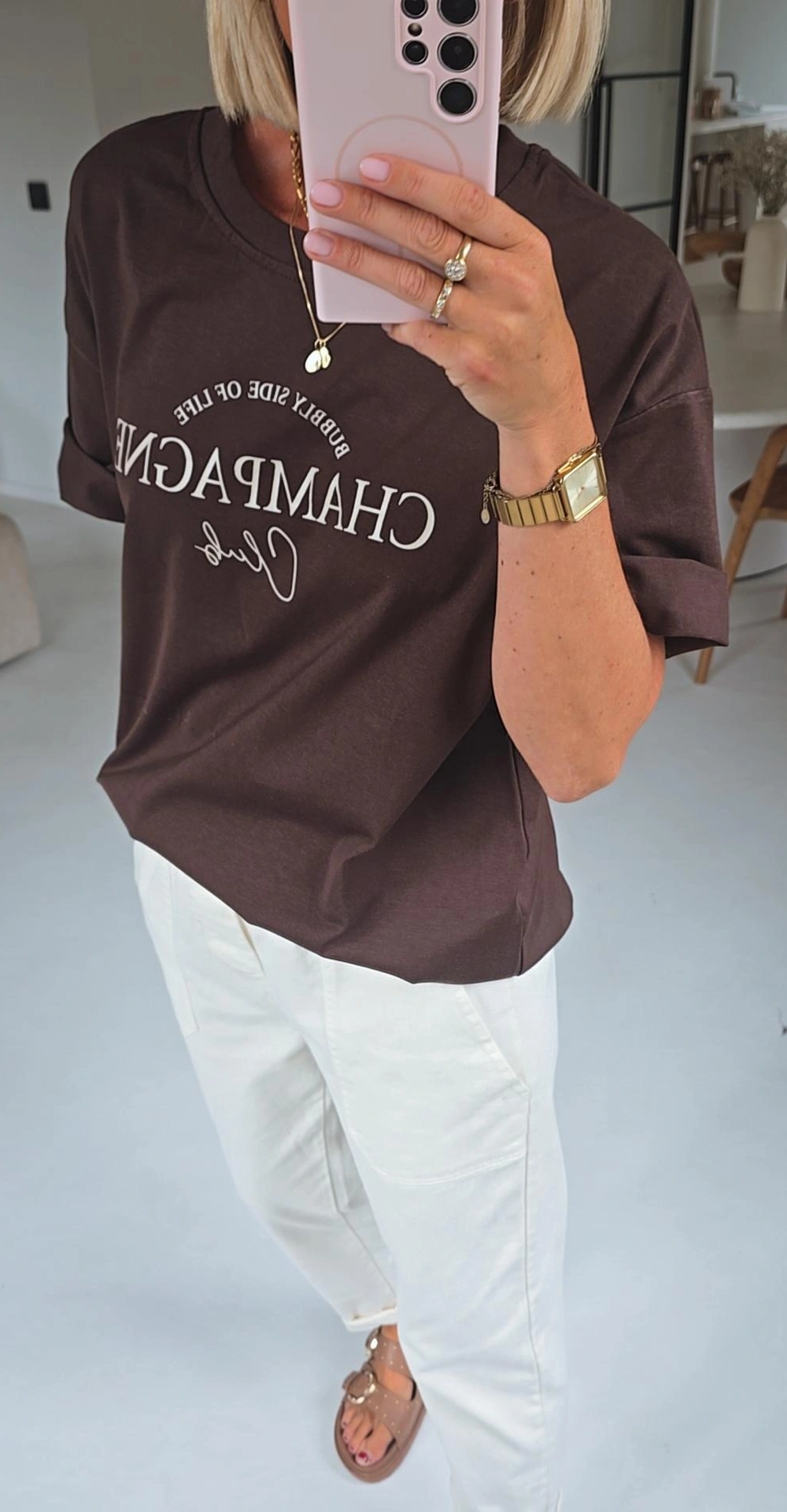 CHAMPAGNE CLUB cotton tee chocolat