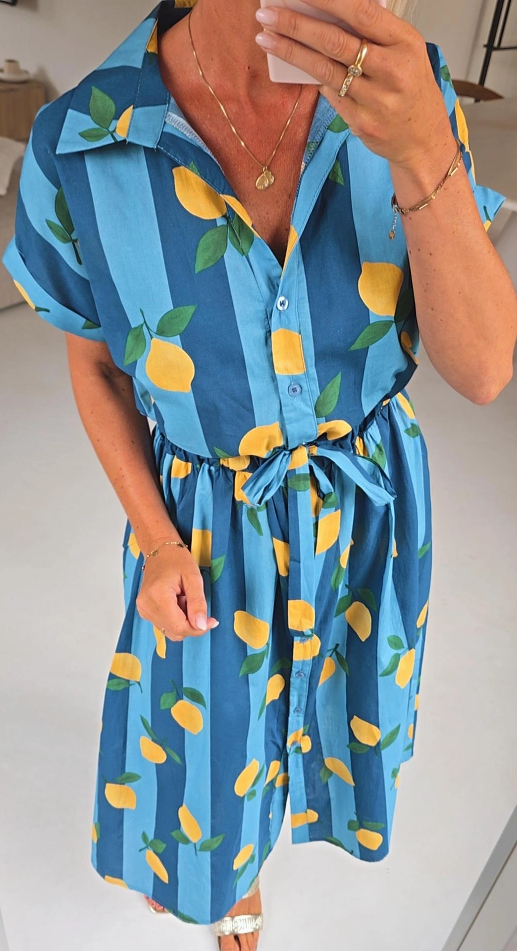 LEMON maxi cotton dress blue