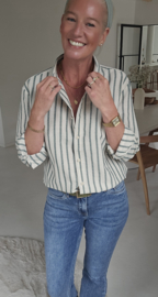 AMBER striped shirt bottle green
