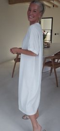 MANDIE soft velvet maxi dress white
