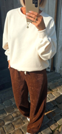 RINA soft velvet wide leg jogger pants choco