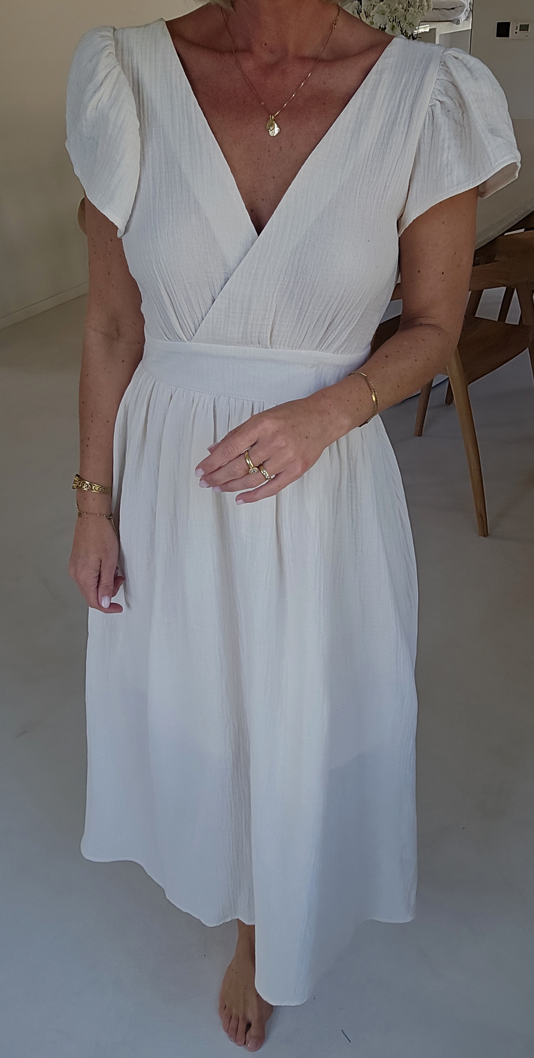 SAMANTE maxi tetra dress ecru