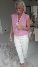 LACE WHISPER sleeveless cardigan pink