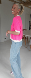 BESS short-sleeved cardigan neon fuschia