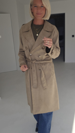 FALL VIBES suede trench coat khaki taupe
