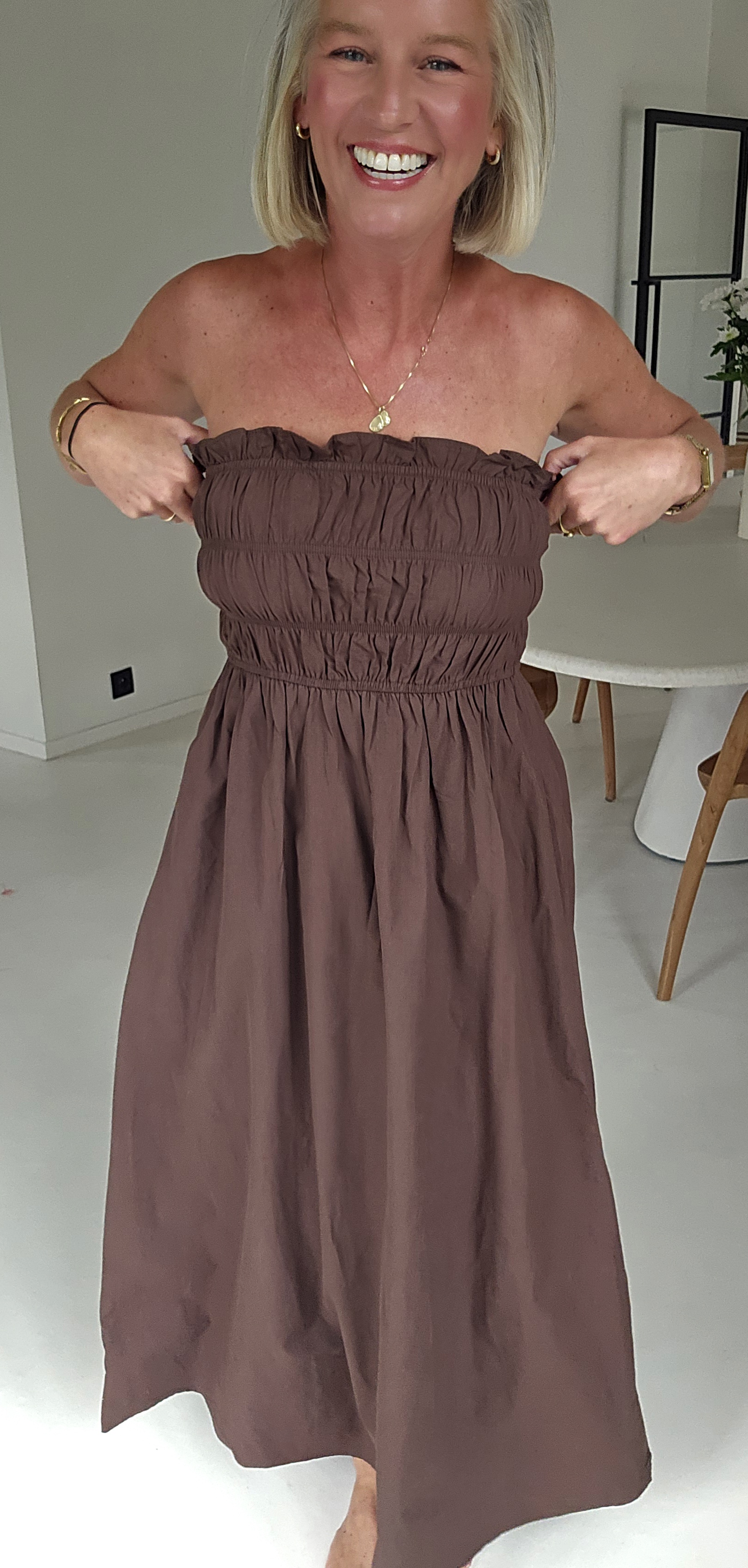 BENTHE bustier dress chocolate