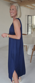 ADRIAN maxi satin dress navy