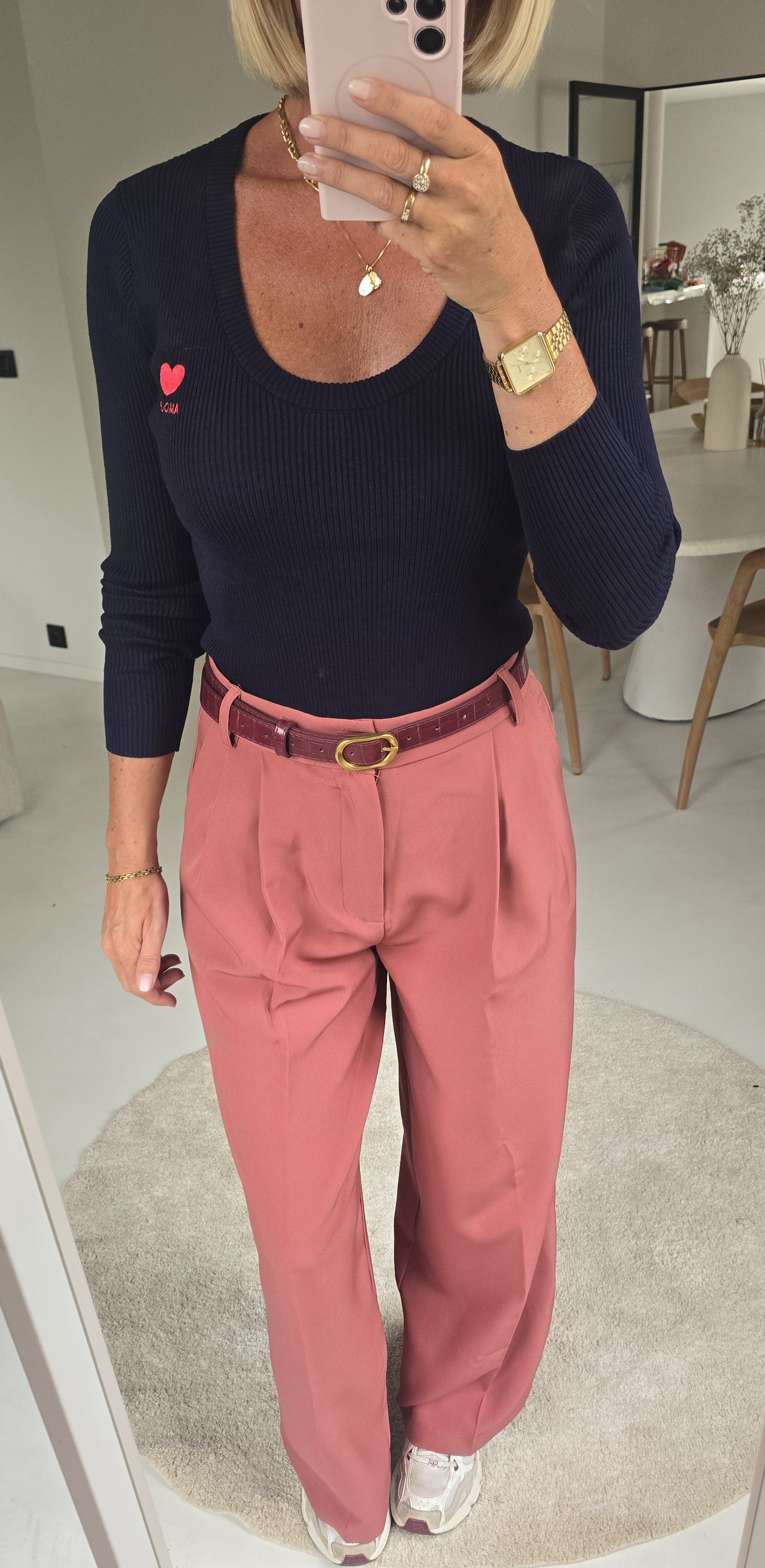 AMOUR warm v-neck longsleeve navy