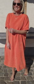 MANDIE soft velvet maxi dress coral