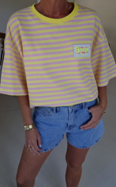 SMILE striped T-shirt pink