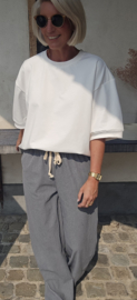 RINA soft velvet wide leg jogger pants grey