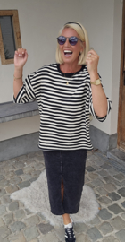 AYLIN oversized striped T-shirt black