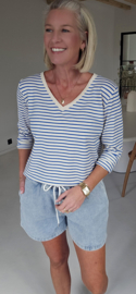 SOPHIA striped v-neck longsleeve royal blue