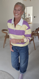 ANTJE striped polo sweatshirt violet yellow