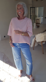 NALIA striped oversized T-shirt fuschia