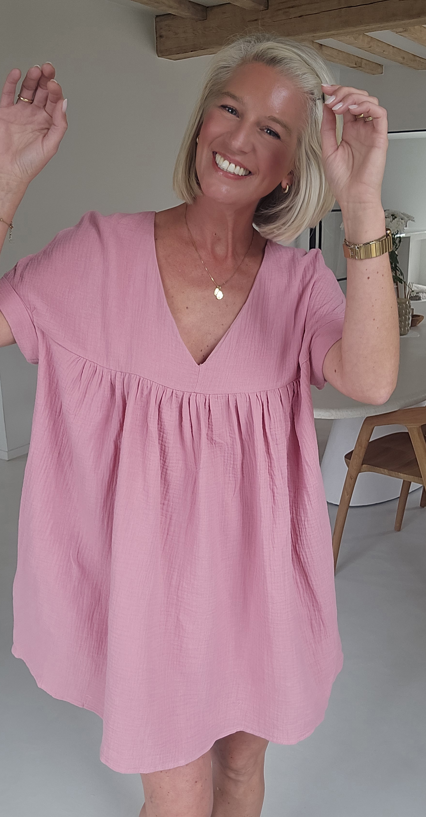 LOTJE tetra playsuit dress soft old pink