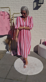 POSITANO maxi tetra dress striped raspberry