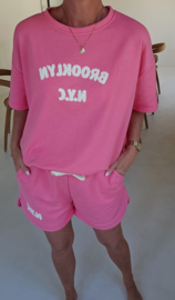 BROOKLYN NYC sweatshirt set pink