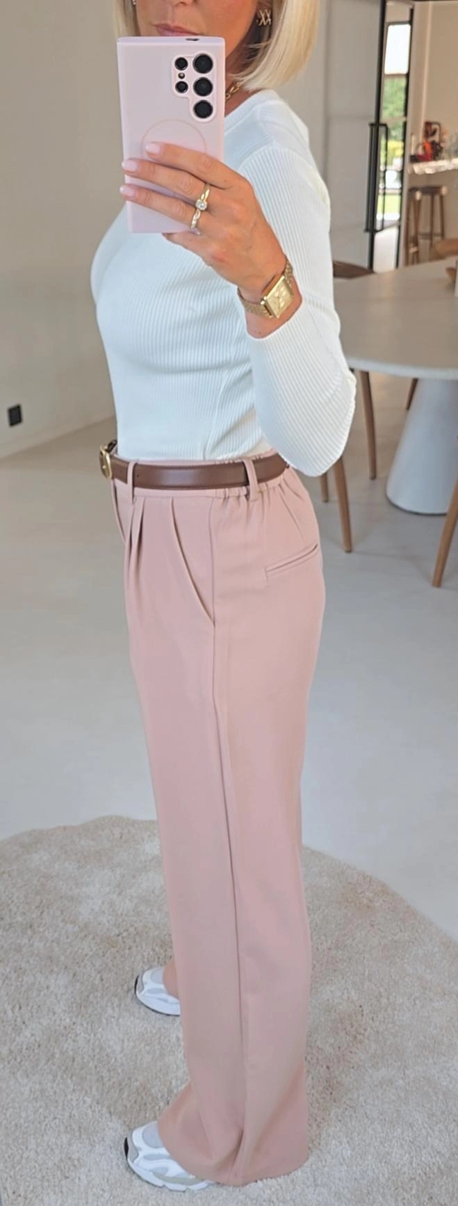AGATA loose wide leg pants beige