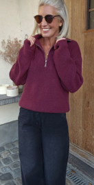 MILOU zipper knit burgundy