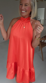 HAVY silky satin dress soft peachy orange