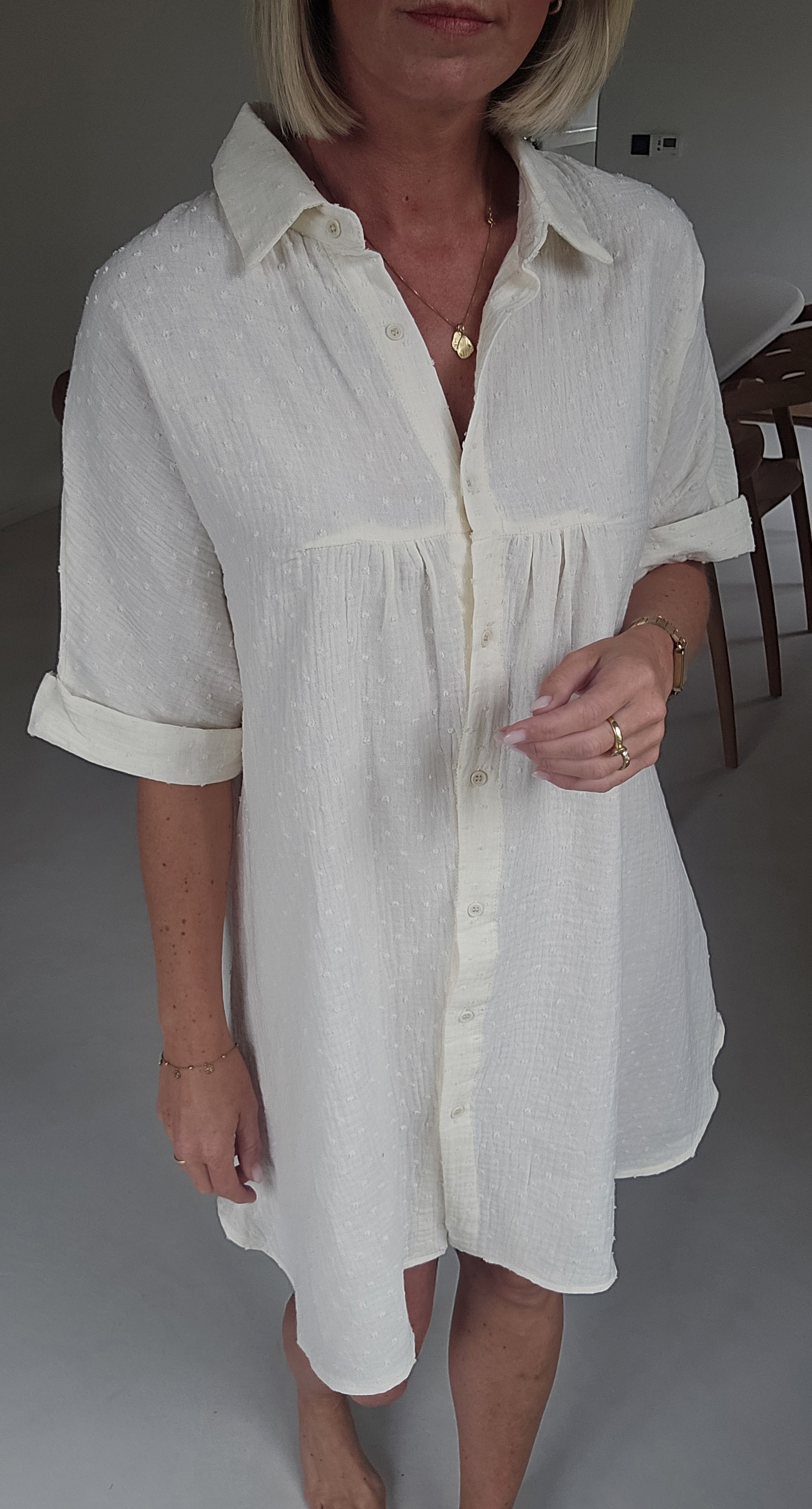 JANNA tetra shirt dress ecru