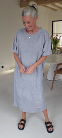 MANDIE soft velvet maxi dress soft grey