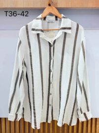 JANE striped tetra shirt taupe