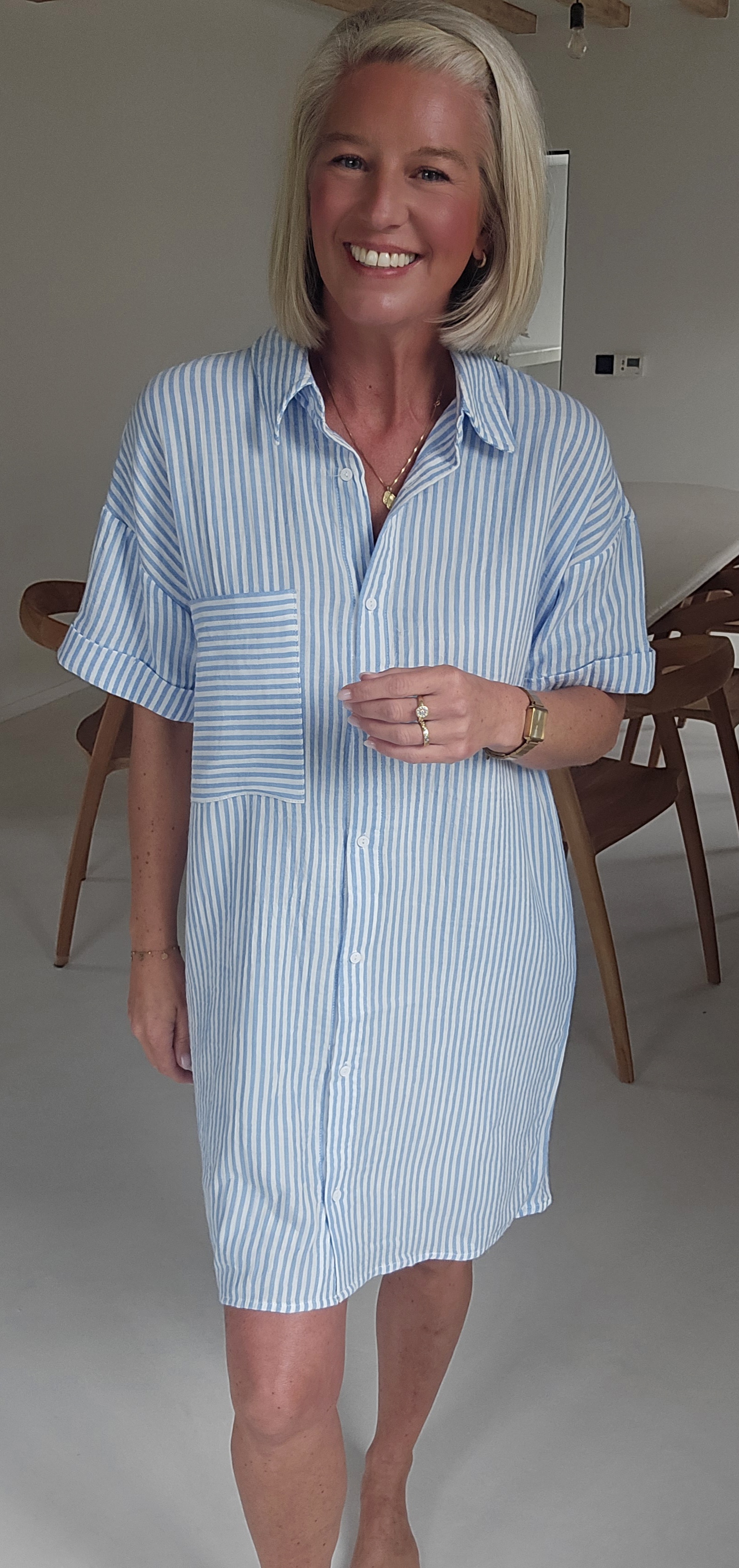 JILDI tetra shirt dress striped blue
