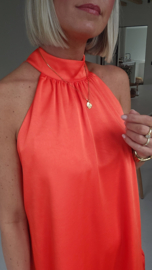 HAVY silky satin dress soft peachy orange