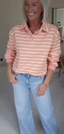 SONIE polo striped sweatshirt peach