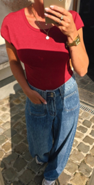 SANNA short-sleeved cotton body burgundy