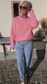 CANDY STRIPE soft knit fuschia orange