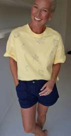 BEVIN cotton paperbag short navy