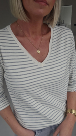 SOPHIA striped v-neck longsleeve grey