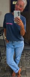 GOOD VIBES cotton T-shirt washed navy