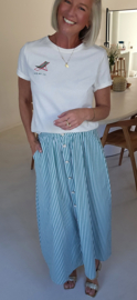 SUZINNE striped maxi cotton skirt green