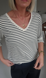 SOPHIA striped v-neck longsleeve black