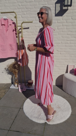POSITANO maxi tetra dress striped raspberry