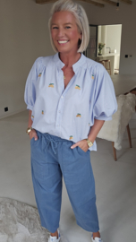 CALM CURRENT relaxed carrot pants blue