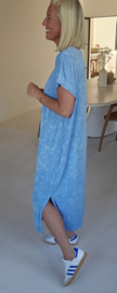 DIDI maxi terry T-shirt dress pastel blue v-neck