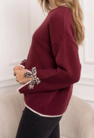 CLAIRE leo bow knit burgundy