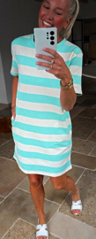 LILIA striped T-shirt dress turquoise