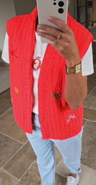 LINA cotton sleeveless jacket coral